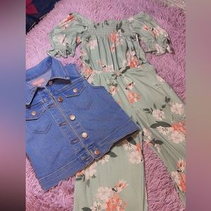Beautiful jumpsuit with jean vest for girls